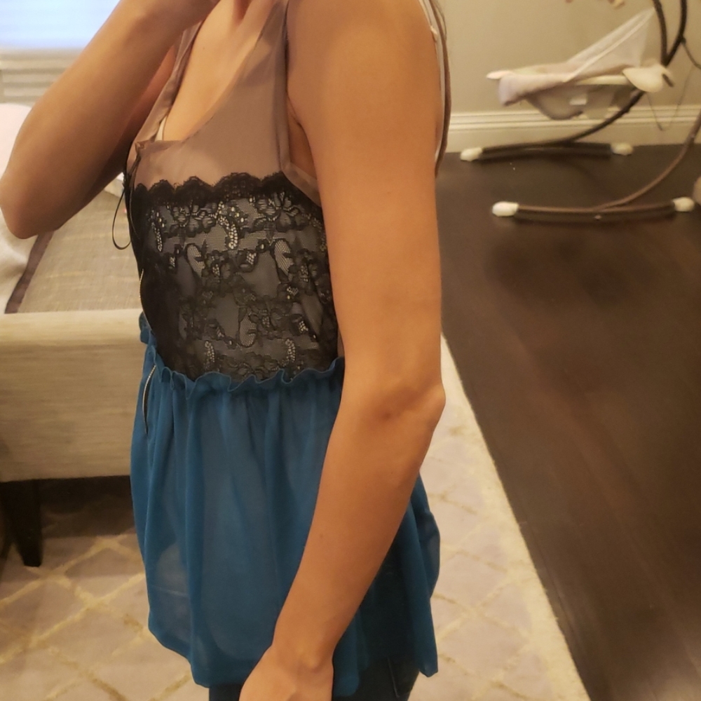 WOMEN'S SHEER BLACK LACE BLOUSE - Picture 3 of 4